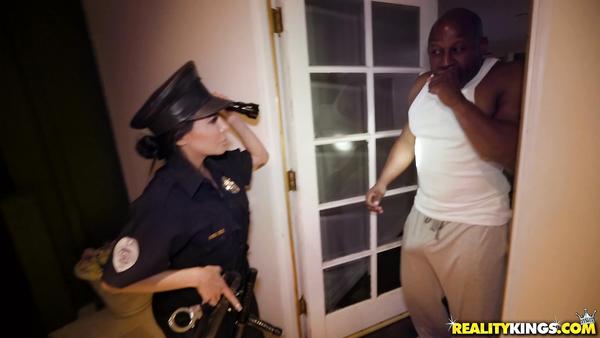 Police mayhem! Bad police officer Lela and poor black family man